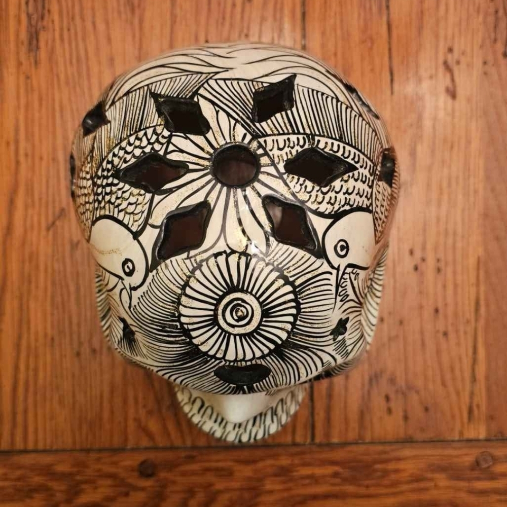 Decorative Skull with Black Patterns - Picture 2 of 4